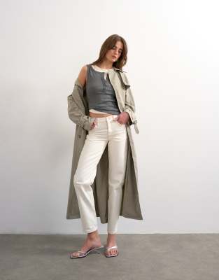 Topshop Runway Mid Rise Straight Jean In White