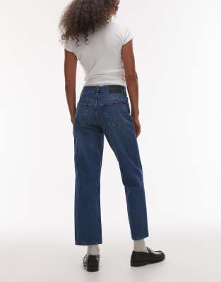Topshop Runway Mid Rise Straight Jean In Blue