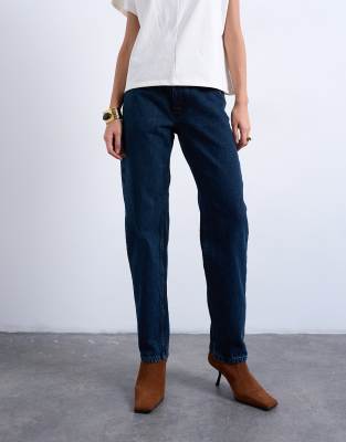 Topshop Runway Mid Rise Straight Jean In Black