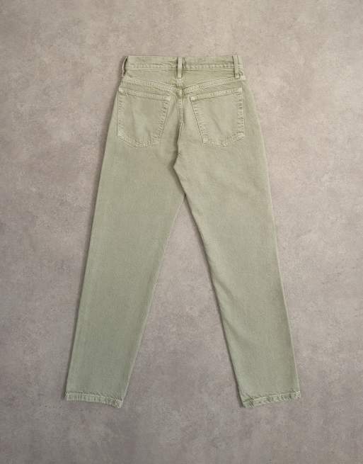 Topshop Runway mid rise straight jean in washed khaki, 8 of 8