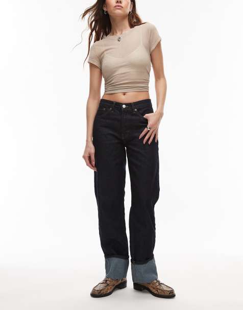 Topshop - Runway - Rechte jeans met halfhoge taille in indigo - view 1