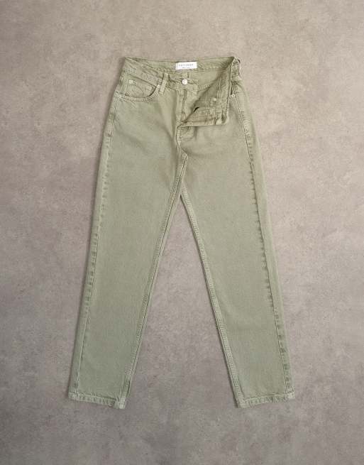 Topshop - Runway - Rechte jeans met halfhoge taille in kaki met wassing, 7 van 7