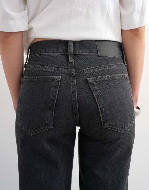 Topshop - Runway - Sorte og forvaskede jeans med mellemhøj talje og lige ben, 3 af 7