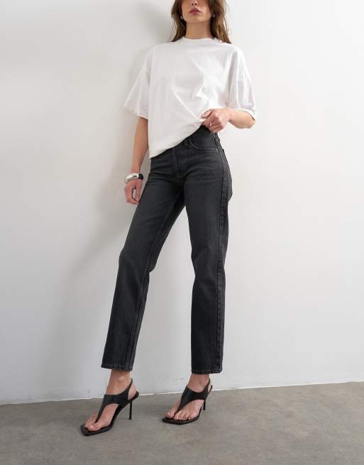 Topshop - Runway - Sorte og forvaskede jeans med mellemhøj talje og lige ben, 4 af 7