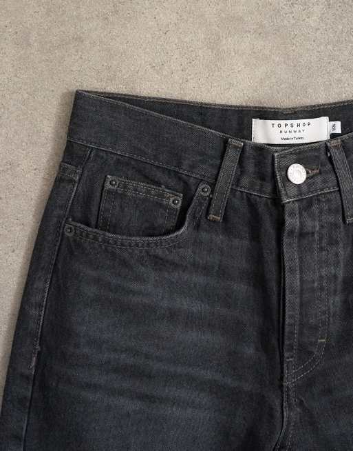 Topshop - Runway - Sorte og forvaskede jeans med mellemhøj talje og lige ben, 6 af 7
