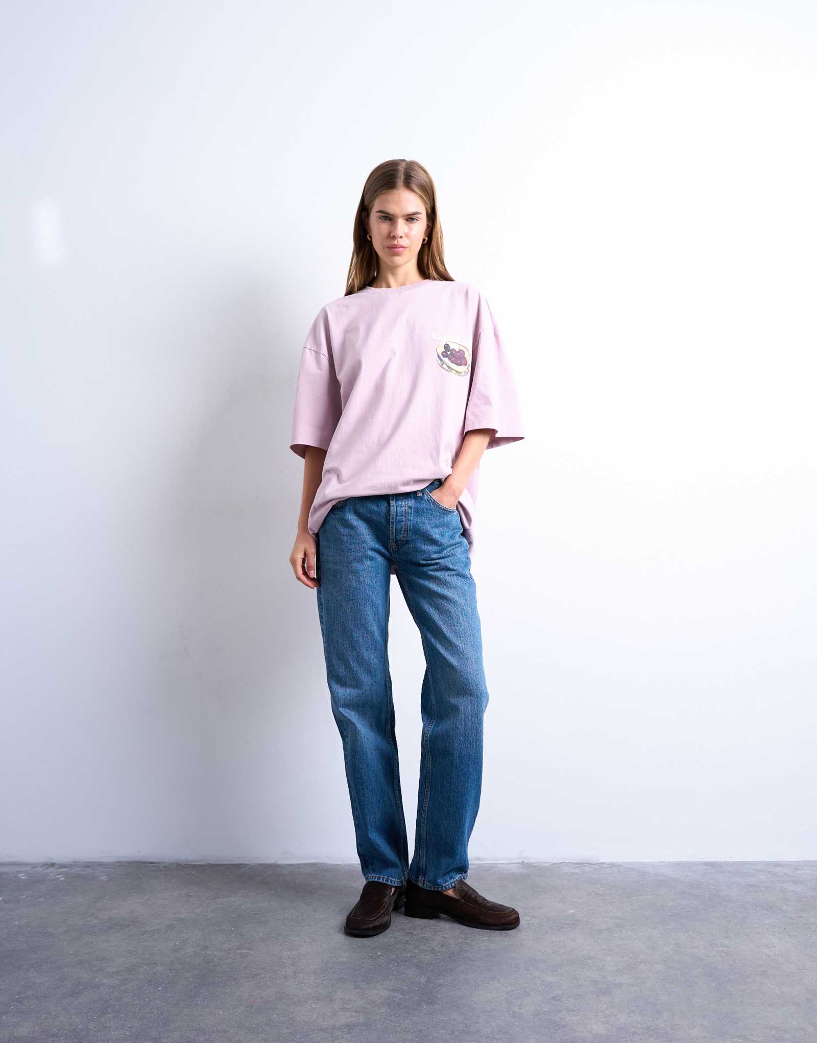 Прямые джинсы средней посадки Topshop Runway темно-синего цвета