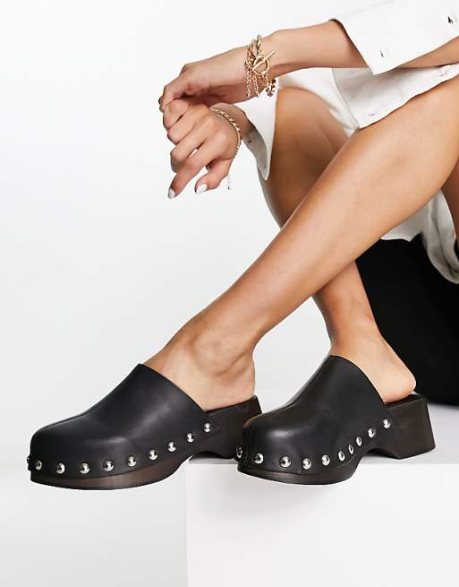 leather clog mule