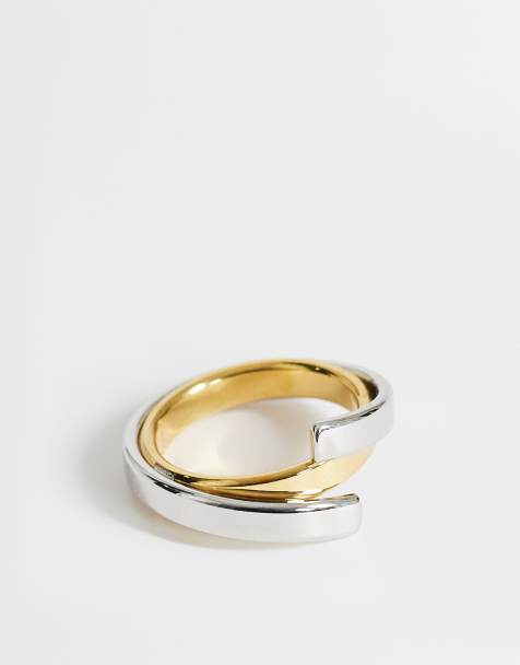 Topshop - Ruth - Waterbestendige overlappende ring van roestvrij staal in zilver - view 1