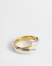 Topshop Ruth waterproof overlapping ring in stainless silver