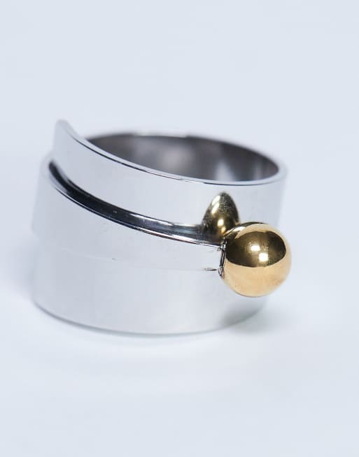 Topshop Ryan waterproof stainless steel wrap ring in silver