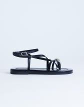 Topshop Sabrina metal toe flat sandal in black