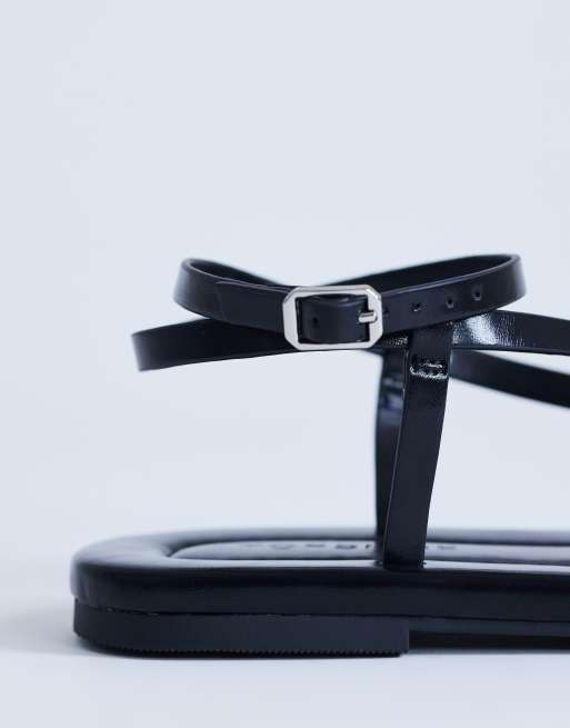 Topshop Sabrina metal toe flat sandals in black, 4 of 4