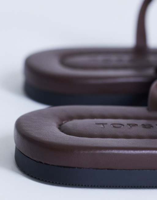 Topshop Sabrina metal toe flat sandals in chocolate, 2 of 4