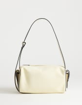 Topshop Sabrina suedette and pu shoulder bag with pockets in cream