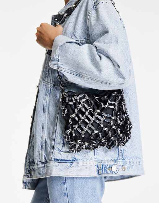 Topshop - Sac porté épaule en acrylique avec chaîne - Noir, 3 de 4