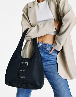 Petits sacs Topshop - Sac porté épaule souple en nylon à boucle - Noir