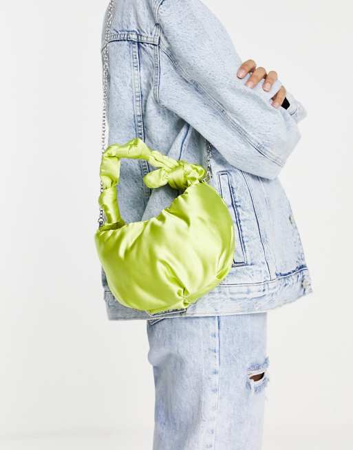 Topshop - Sac seau effet satin avec poignée à nœuds - Jaune