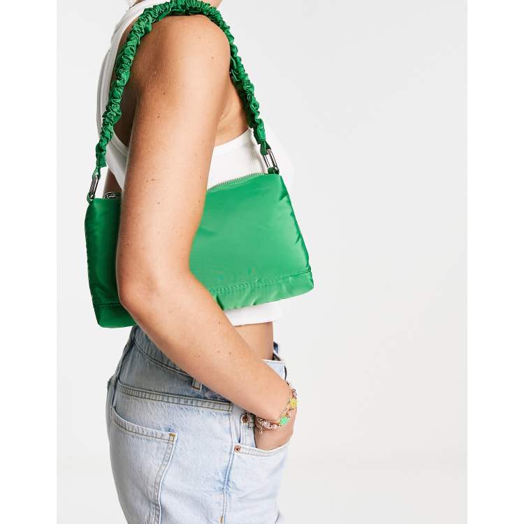 Topshop Sacha nylon scrunchie strap shoulder bag in green