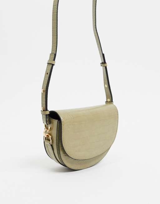 Topshop saddle cross body bag in sage