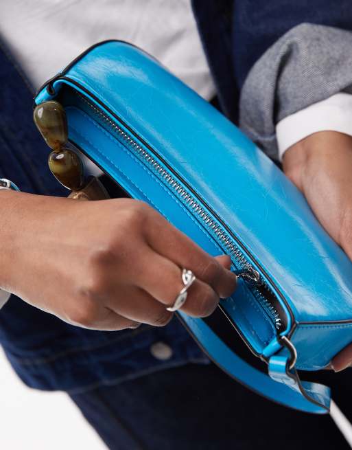 Topshop Sadie Borsa da spalla turchese con manico con perline