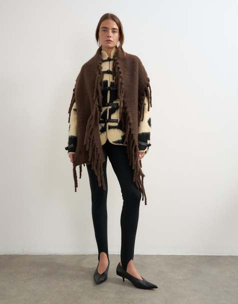 Topshop Sadie fringing scarf in chocolate - view 1