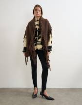 Topshop Sadie fringing scarf in chocolate