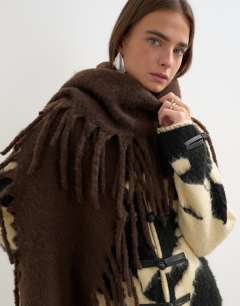 Sadie fringing scarf in chocolate