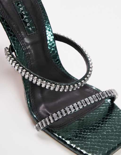 Topshop Sadie – Gröna sandaler med strassremmar, 3 av 4