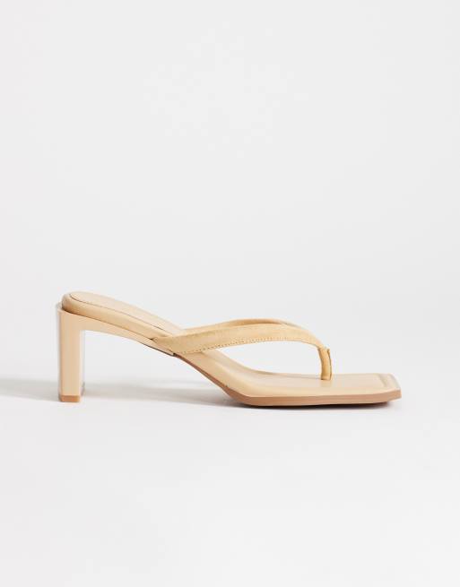 Topshop - Sadie - Sandalias de dedo color camel de tacón medio