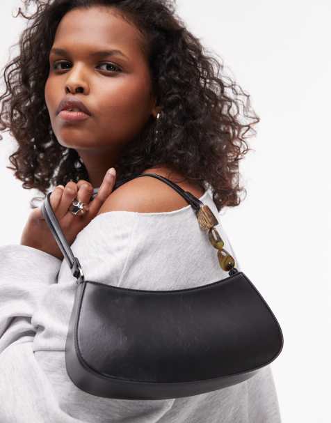 Topshop - Sadie - Schoudertas met hengsel met kralen in zwart - view 1