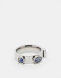 [Topshop] Topshop Sadie stainless steel ring with semi precious turquoise stones-Silver S Silver & blue