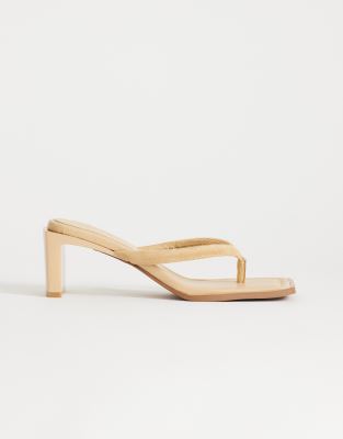 Topshop Sadie Toe Thong Heels In Neutral