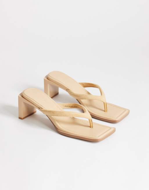 Topshop Sadie toe thong mid heel sandals in camel, 2 of 4