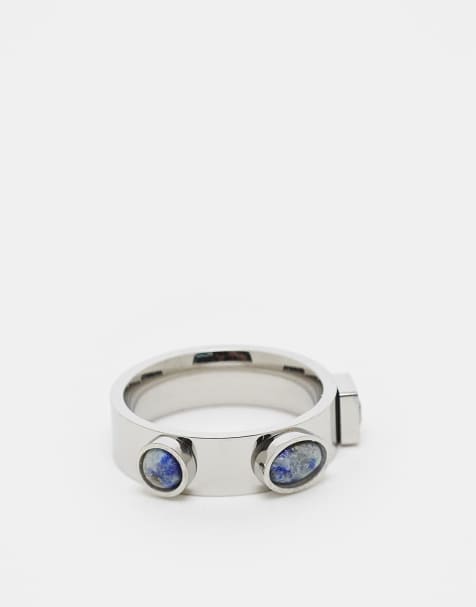 Topshop Sadie waterproof stainless steel ring with semi precious turquoise stones - view 1