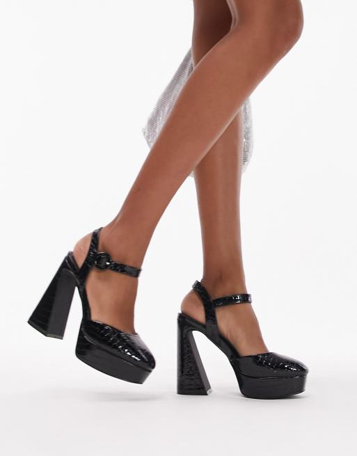 Round toe platform clearance heels