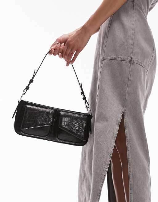 Croc Pu Baguette Shoulder Bag