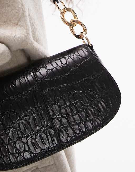 DEUX LUX Black Crinkle Large Bag Purse With Shoulder Strap N Wrist Handle