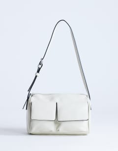 Safia front pocket shoulder bag in off white