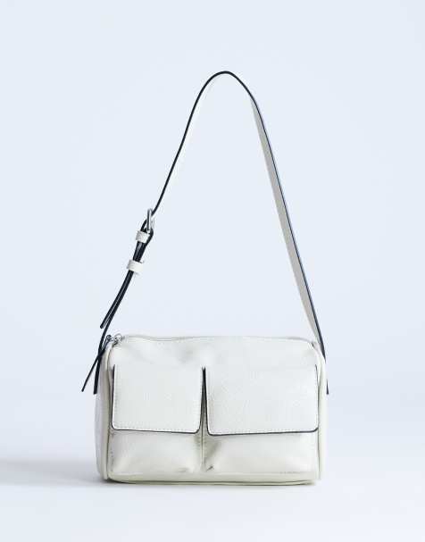 Topshop – Safia – Schultertasche in Wollweiß mit Fronttasche - view 1