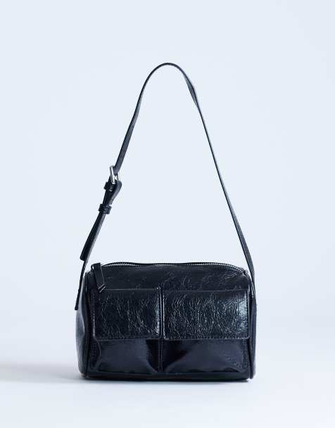 Topshop - Safia - Sort skuldertaske med lommer foran - view 1