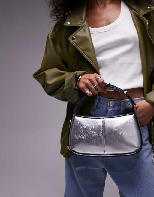 Topshop - Sahara - Handtas met handvat met gesp in zilver