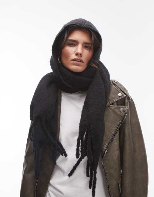 Topshop - Saint - Écharpe style couverture à capuche - Noir, 3 de 4