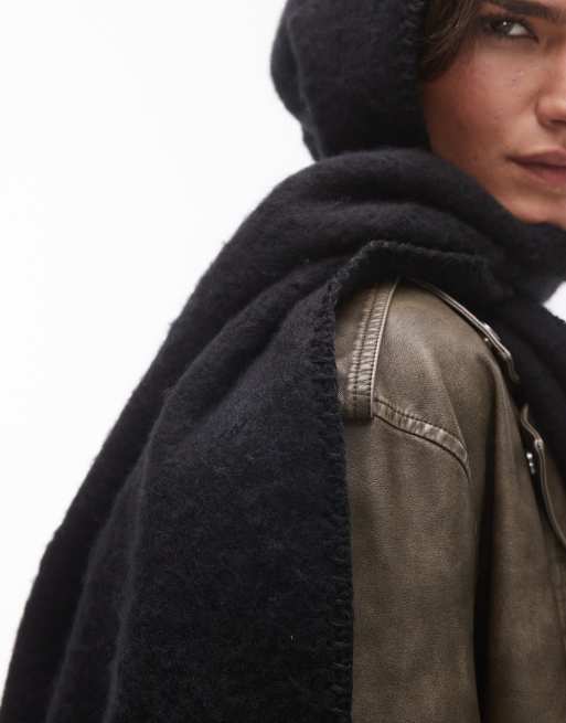 Topshop Saint hooded blanket scarf in black, 4 of 4