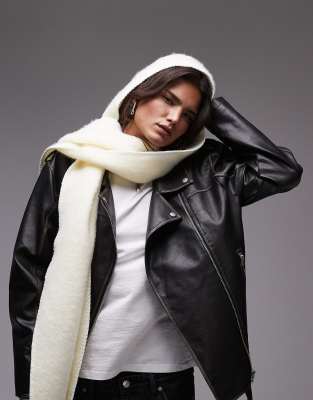 Saint hooded blanket scarf in cream-White