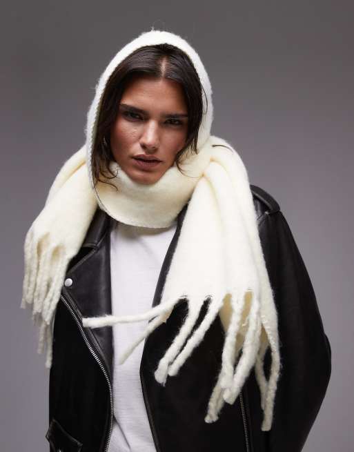 Topshop – Saint – Kremowy duży szalik z kapturem, 2 z 4