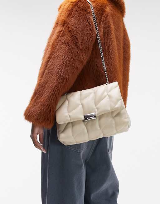 Topshop Saint quilted trophy shoulder bag in camel