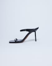 Topshop Sally 2 part metal heeled sandal in black