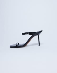 Sally 2 part metal heeled sandal in black