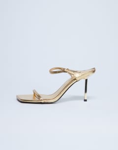 Sally 2 part metal heeled sandal in gold