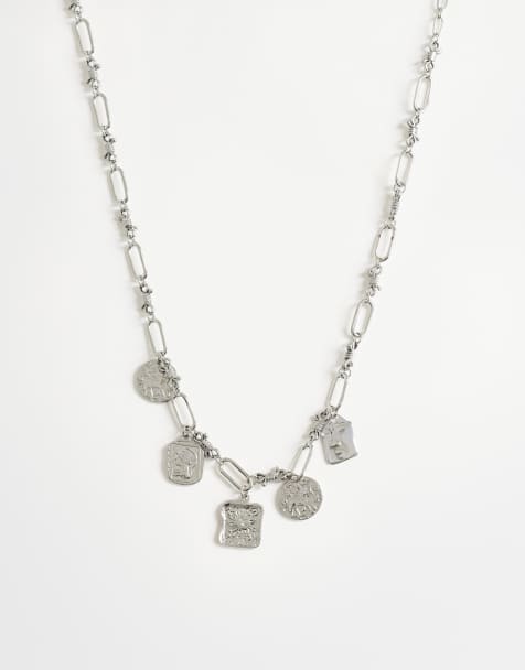 Topshop - Sally - Dikke schakelketting van waterbestendig roestvrij staal met hangers in zilver - view 1